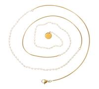 LIGIGWASH Titanium Steel Double Layered Pearl Neck Chain for Women Dainty Neck Decoration with Unique Chained Design for Daily Wear and Parties Skin-safe and Elegant