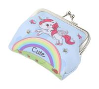 LIGIGWASH Unicorn Coin Purse for Girls PVC Printed Small Portable Travel Purse Rainbow Blue Decorative Wallet for Women