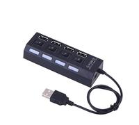 LIGIGWASH USB 2.0 Hub 4 Port USB Splitter Data Hub with Independent Controls Black Abs Material for Laptop and Htpc High-speed Data Transmission Plug and Play