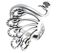 LIGIGWASH Vintage Peacock Open Adjustable Ring for Women Knitting Crochet Finger Jewelry with Elegant Retro Design Craft Tool for Yarn Guide and Everyday Wear Random Color