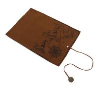 LIGIGWASH Vintage Treasure Map Canvas Cosmetic Bag Roll-up Pencil Case Large Capacity Portable Essentials Pouch Faux Leather Dark Coffee for Travel and Daily Use