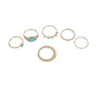 LIGIGWASH Vintage Turquoise Stackable Rings Set 6Pcs for Women - Green Turquoise Stone Boho Western Cowgirl Statement Rings, Layered Dainty Jewelry for Everyday Wear