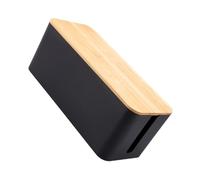 LIGIGWASH Wood Grain Cable Management Box Medium Plastic and Wood Cable Storage Organizer Round Socket Storage for Desktop Protects Wires From Pets and Water Easy to Use for Home and Office