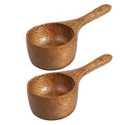 LIGIGWASH Wooden Measuring Scoops Small Coffee Spoons Kitchen Teaspoon Set 2pcs Natural Acacia Wood Measuring Tools for Ground Coffee Tea Baking