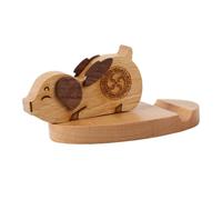 LIGIGWASH Wooden Pig Shaped Phone Stand Cute Mobile Display Holder Desktop Support Bracket for Home Office Dorm Tablet and Smartphone Use