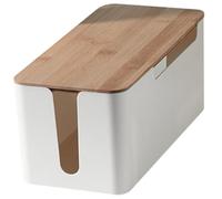LIGIGWASH Wooden Socket Storage Box Capacity Power Line Organizer with Heat Dissipation for Home Office Bedroom Cable Management Container