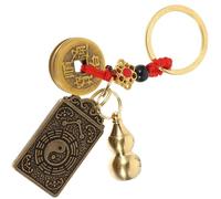 LIGIGWASH Year of the Rabbit Keychain Bag Charm Lucky Gourd Pendant, Five Emperor Coins Red Rope, Metal Rabbit-Shaped Hanging Decor for Purse and Luggage