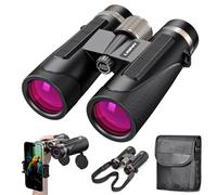 LIGINN 12x42 Binoculars with Phone Adapter for Adults - 42mm Objective Lenses - BaK-4 Prisms - Fully Multi-Coated - Waterproof & Fogproof - Metal Handwheel - Idear for Hunting, Bird watching, and More