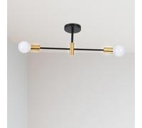 LIGINOK Chandelier Sputnik Industrial, 2 Lights E27 Vintage Metal Pendant Light, Modern Chandelier Ceiling Light for Living Room, Bedroom, Kitchen, Black and Gold (No Bulbs)