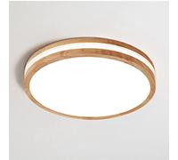 LIGKIN LED Ceiling Light 24W Cold White 6500K 1600 LM Ø30cm Round Wood Flush Ceiling Lights Modern Double Layer Closet Lighting Fixtures for Living Room Bedroom Bathroom Kitchen(White)
