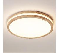LIGKIN LED Ceiling Light 24W Natural White 4500K 1600 LM Ø30cm Round Wood Ceiling Lights Modern Double Layer Flush Ceiling Light Closet Lighting Fixtures for Living Room Bedroom Bathroom Kitchen