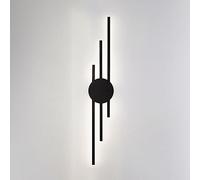 LIGKIN LED Long Strip Wall Lights, 20W 6500K Cold White Modern Simple Aluminum Mounted Indoor Wall Sconces Decoration Light, Three Line Wall Fixture for Bedroom Living Room Corridor Stairs, Black 60CM