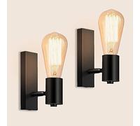 LIGKIN Set of 2 Industrial Wall Light Spotlight Retro Design E27 Vintage Swivelling Metal Wall Lamp Interior Lighting for Stairs Hallways Living Room,Black