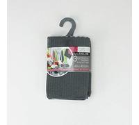 Ligne Decor 40 x 40 cm 3-Piece 2 Dyed/1 Striped Microfibre Cuistot Tea Towels, Anthracite/Grey