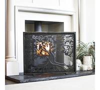 "Lignum Vitae" Brushed Gold Fireguard Fire Screen - Classic Style Mesh Guard for Log Burners & Open Fires - Spark & Debris Protection