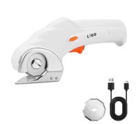 LIGO 3.6V Rotary Cutter, Cordless Cardboard Cutter with 2 Self-Sharpening Blades, Electric Scissors with Safety Lock for Cordboard, Leather, Carpet, Plastic, Fabric, Rope, Typ-C Charging