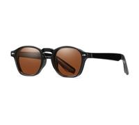 LIGOES Polarised Sunglasses Men Women Round Square Sunglasses CP Frame Retro Eyewear, Black With Brown