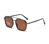 LIGOES Polarised Sunglasses Men Women Square Big Frame Sunglasses Double Bridge TR90 Metal Glasses, brown