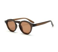 LIGOES Polarised Sunglasses Women Men Round Sunglasses TR90 Frame Retro Eyewear UV400, brown, Medium