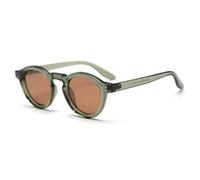 LIGOES Polarised Sunglasses Women Men Round Sunglasses TR90 Frame Retro Eyewear UV400, Green With Brown, Medium