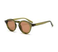 LIGOES Polarised Sunglasses Women Men Round Sunglasses TR90 Frame Retro Eyewear UV400, Olive Green Brown, Medium