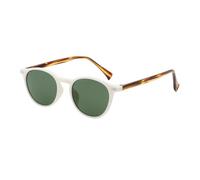 LIGOES Round Sunglasses for Men Women UV400 Glasses Fashion Sunglasses CP Frame Acetate Temple, White Pattern Green