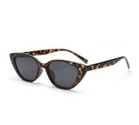 LIGOES Small Cat Eye Sunglasses TR90 Polarised Sunglasses UV400 Lens Sun Protection Glasses, Leopard With Gray