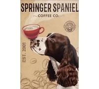 LIGONG Retro Metal Tin Sign Wall Decor Springer Spaniel Coffee Funny Vintage Tin Sign Wall Plaque Poster for Cafe Bar Restaurant Supermarket Shop Best Gifts Idea 8x12 Inch