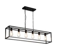 LIGOTFIRE - Dining room chandelier, island lights for kitchen, modern chandeliers, rectangular, black, 6 lights, linear cage pendant for farmhouse ceiling