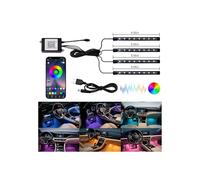 Ligrel RGB Interior Car Lights - 4PCs LED Strip Lights for Car Footwell, Under Dash, Running Board | Music Sync, DIY Color Changing, 12V USB Powered (4 Pcs Led light strip(USB))