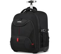 LIGSAN Travel Backpack with Wheels, 17inch Wheeled for Men Women Rolling Laptop Bags on Wheels Waterproof Rucksack Cabin Bag Trolley Suitcase Business College School Bag, Black