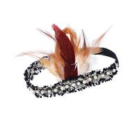 LIGSLN 920s Flapper Headband Feathered Pearls Headpiece Roaring 20s Headband Hair Accessory For Wedding Cocktail Carnivals