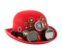 LIGSLN Adjustable Unisex Oval Top Hat With Rivets Decorations And Detachable Goggles Punk Headwear Costume Accessory For Adults Detachable Goggles Steampunk Hat