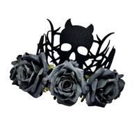 LIGSLN Adjustable Witch Devil Crowns Headpiece For Halloween Parties Soft Fabric Roses Costume Decoration Rose Flower Death Crowns