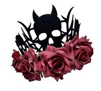 LIGSLN Adjustable Witch Devil Crowns Headpiece For Halloween Parties Soft Fabric Roses Costume Decoration Rose Flower Death Crowns