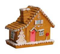 LIGSLN Christmas Villages House Miniature Gingerbreads Figurine Christmas Collectible Buildings With LED Light Ornament Gingerbreads Figurine