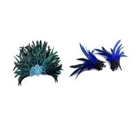 LIGSLN Contemporary Feathered Hairpiece And Wrist Decors Ideal For Cosplay Dance Event Role Playing Accessories Reusable Blue Feather Theme Party Accessories