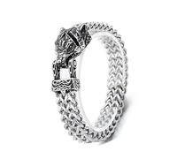LIGSLN Men's Punk Styles Bangle Open Mouth Wolf/Snake/Hawks Gothic Mesh Chain Animal Wristband Handmade Jewelry