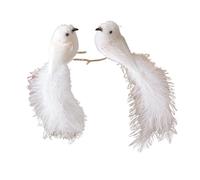 LIGSLN Pair Of Frosted White Bird Decorations For Holiday Wreath Making Feathered Christmas Tree Ornaments Party Wreath Making Craft Supplies