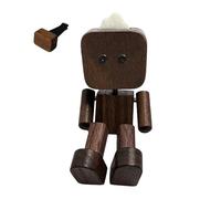 LIGSLN Wooden Automotive Sculpture Dancing Robot Figurine For Car Dashboard Handmade Moving Limbs Car Decorations Interior