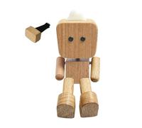 LIGSLN Wooden Automotive Sculpture Dancing Robot Figurine For Car Dashboard Handmade Moving Limbs Car Decorations Interior