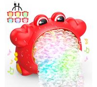 Ligth Up Baby Bath Toy, Rechargeable Bubble Machine with 12 Songs, Automatic Crab Bubble Maker with LED Lights, Shower Bathtub Toys for 1 2 Year Old, Birthday Gifts Presents for Boy Girl Kid Toddler