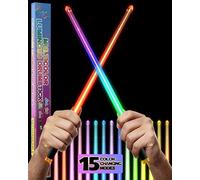 Ligthsaber Drumsticks USB Rechargeable Batteries LED Drumsticks - Color Changes with Every Beat - 15 Color Modes - 8 Hours of Play time - Ultra Bright Glowing LED's Unbreakable Charging Cable Included