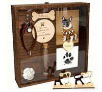 Ligtmor - 8.6'' Pet Shadow Box - Memorial Gift Rustic Collar Holder Picture Frame Dog Wooden Sculpture Pet Fur Jar Sympathy Gift for Pet Lover Tabletop Wall Hanging