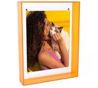 Ligtmor Acrylic Floating Picture Frame, 4x6 (A6) Neon Photo Frame for Wall Mount & Tabletop Desk Display,Modern Colored Double-Layer Decorative Art Frames for Home Office Gallery,Neon Pink/Orange/Blue