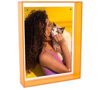 Ligtmor Acrylic Picture Frame, Magnetic, 11 x 16 cm, 4 x 6 inch, 13 x 18 cm, 5 x 7 inch, Decorative Tabletop Frame, Desktop Photo Frame for Home Office (Orange)