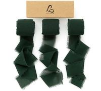 Ligtmor Chiffon Silk Ribbon 3 Rolls 1.5'' x 7 Yd Green & Cream, 1.5'' x 21 Yd Sage Green Ribbons Handmade Fringe for Wedding Invitations, Bridal Bouquets, Gift Wrapping, Holiday Decoration