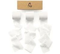 Ligtmor Chiffon Silk Ribbon 3 Rolls 1.5'' x 7 Yd Green & Cream, 1.5'' x 21 Yd Sage Green Ribbons Handmade Fringe for Wedding Invitations, Bridal Bouquets, Gift Wrapping, Holiday Decoration
