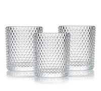 Ligtmor Pack of 24 Transparent Tea Light Cups, Polka Dot Glass Tea Light Holders with Embossed Dot Pattern, Romantic Vintage Candle Holder, Clear Tea Light Glasses (24, Polka Dots)