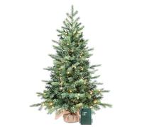 Liguanow 3ft Pre-lit Small Christmas Tree Artificial Nordic Spruce Mini Table Top Christmas Tree with 70 LED Lights 315 PE & PVC Mixed Branches Tips Burlap Wrapped Base Xmas Tree for Home Office Decor